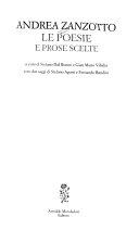 Cover  Le Poesie E Le Prose Scelte. A Cura Di Stefano Dal Bianco E Gian Mario Villalta Con Due Saggi Di Stefano Agosti E Fernando Bandini