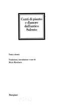 Cover  Canti Di Pianto E D'amore Dall'antico Salento. Curatore:montinaro Brizio