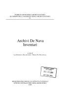 Cover  Archivi De Nava.Inventari A Cura Di La Domenica Baldissaro E Maria Pia Mazzitelli