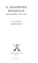 Cover  Il Disordine Mondiale - Bloc Notes 1992-1994