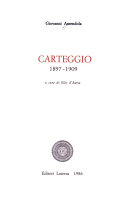 Couverture Carteggio 1897-1909. A Cura Di E. D' Auria