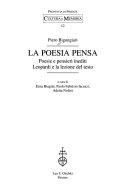 Couverture La poesia pensa. poesie e pensieri inediti. Leopardi e la lezione del testo