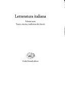 Copertina  Letteratura italiana. Volume Sesto. Teatro, musica, tradizione dei classici