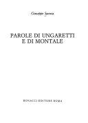 Copertina  Parole di Ungaretti e di Montale