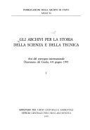 Cover  Gli Archivi Per La Storia Della Scienza E Della Tecnica
