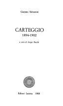 Cover  Carteggio 1894-1902