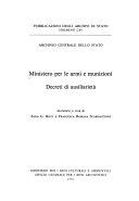 Cover  MINISTERO PER LE ARMI E MUNIZIONI. DECRETI DI AUSILIARITA'. INVENTARIO