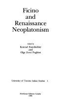 Cover  FICINO AND RENAISSANCE NEOPLATONISM. EDITED BY KONRAD EISENBICHLER AND ORGA ZORZI PUGLIESE