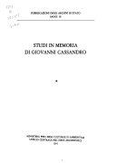 Cover  STUDI IN MEMORIA DI GIOVANNI CASSANDRO. VOL. 2